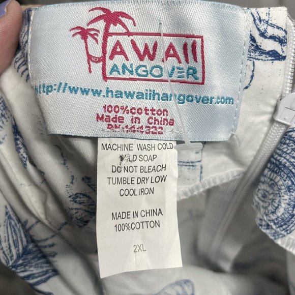 Hawaii Hangover Dress Womens 2XL Retro Fit Flare White Blue Map Tiki Dolphin - Picture 3 of 7
